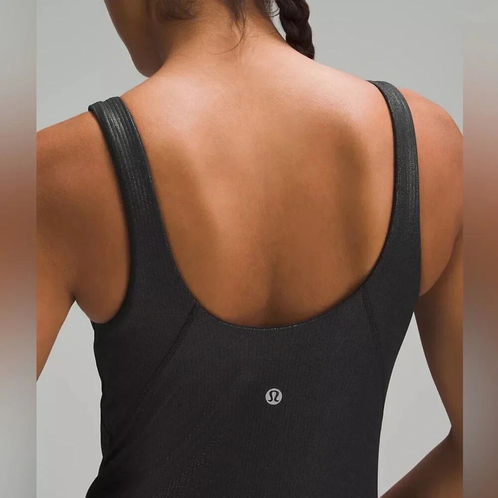 Lululemon Align Ribbed Bodysuit Size 4 25" Shine Black Metallic - Picture 4 of 5